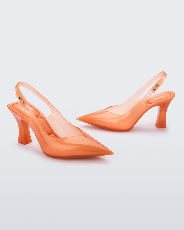 Tacón Destalonado Larroudé Melissa Naranja Chic y Elegante