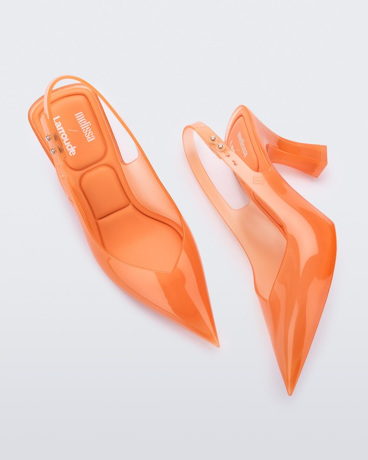 Tacón Destalonado Larroudé Melissa Naranja Chic y Elegante